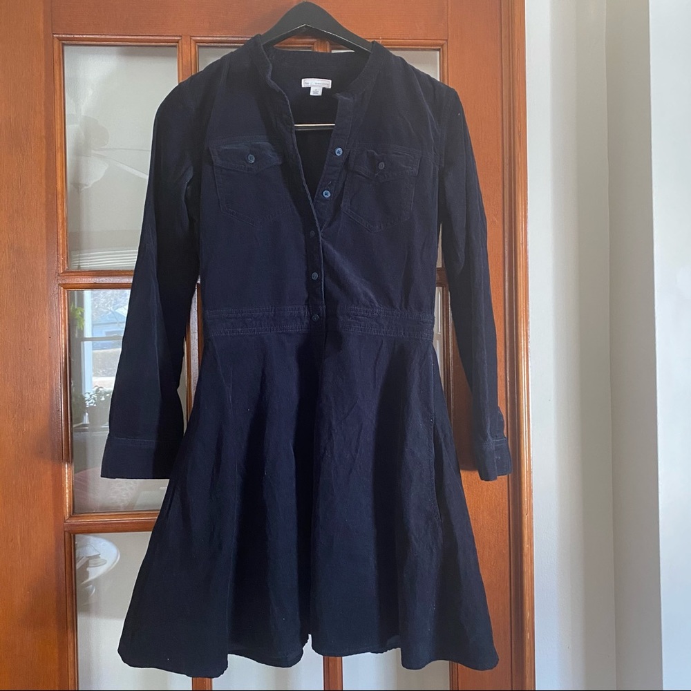 Gap Navy Corduroy Shirt Dress Size 0 - Picture 1 of 4